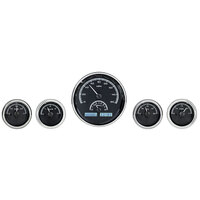 Dakota Digital Gauge Kit Universal Five Gauge Round Analog VHX System Black Background Alloy Style Face White Display VHX-1015-K-W