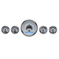 Dakota Digital Gauge Kit Universal Five Gauge Round Analog VHX System Silver Background Alloy Style Face Blue Display VHX-1015-S-B