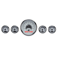 Dakota Digital Gauge Kit Universal Five Gauge Round Analog VHX System Silver Background Alloy Style Face Red Display VHX-1015-S-R