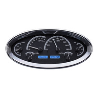 Dakota Digital Gauge Kit Universal 5.7 in. X 12.05 in. Elliptical Analog Black Background Alloy Style Face Blue Display VHX-1017-K-B