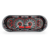 Dakota Digital Gauge Kit Universal 4.4 in. x 11.4 in. Rounded Rectangle Analog Carbon Fiber Background Alloy Style Face Red Display VHX-1018-C-R