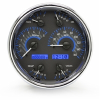 Dakota Digital Gauge Kit Universal Single 7 in. Round Analog Carbon Fiber Background Alloy Style Face Blue Display VHX-1019-C-B