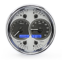 Dakota Digital Gauge Kit Universal Single 7 in. Round Analog Silver Background Alloy Style Face Blue Display VHX-1019-S-B