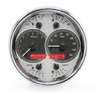 Dakota Digital Gauge Kit Universal Single 7 in. Round Analog Silver Background Alloy Style Face Red Display VHX-1019-S-R