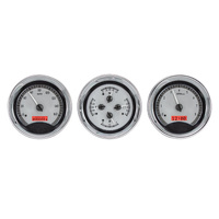 Dakota Digital Gauge Kit Universal Trio 5.4 in. Round Analog Black Background Alloy Style Face Red Display VHX-1020-K-R