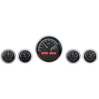 Dakota Digital Gauge Kit Universal Five Gauge Round Analog Black Background Alloy Style Face Red Display VHX-1022-K-R