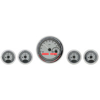 Dakota Digital Gauge Kit Universal Five Gauge Round Analog Silver Background Alloy Style Face Red Display VHX-1022-S-R