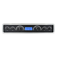 Dakota Digital Gauge Kit Universal 3.75 in. x 19.5 in. Rectangle Analog Black Background Alloy Style Face Blue Display VHX-1023-K-B