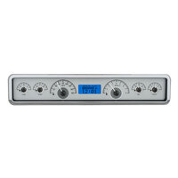 Dakota Digital Gauge Kit Universal 3.75 in. x 19.5 in. Rectangle Analog Silver Background Alloy Style Face Blue Display VHX-1023-S-B