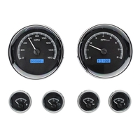 Dakota Digital Gauge Kit Universal Six Gauge Round Analog Black Background Alloy Style Face Blue Display VHX-1024-K-B