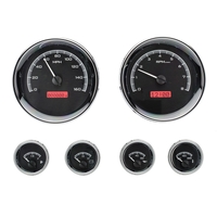 Dakota Digital Gauge Kit Universal Six Gauge Round Analog Black Background Alloy Style Face Red Display VHX-1024-K-R