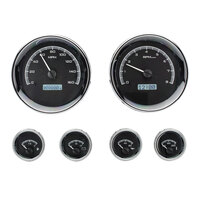 Dakota Digital Gauge Kit Universal Six Gauge Round Analog Black Background Alloy Style Face White Display VHX-1024-K-W