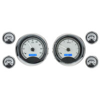 Dakota Digital Gauge Kit Universal Six Gauge Round Analog Silver Background Alloy Style Face Blue Display VHX-1024-S-B