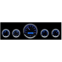 Dakota Digital Gauge Kit Universal Five Gauge Round Analog Black Background Alloy Style Face Blue Display VHX-1050-K-B