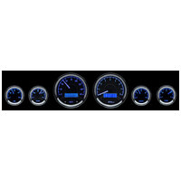 Dakota Digital Gauge Kit Universal Six Gauge Round Analog Black Background Alloy Style Face Blue Display VHX-1060-K-B