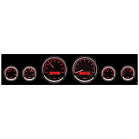 Dakota Digital Gauge Kit Universal Six Gauge Round Analog Black Background Alloy Style Face Red Display VHX-1060-K-R