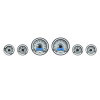 Dakota Digital Gauge Kit Universal Six Gauge Round Analog Silver Background Alloy Style Face Blue Display VHX-1060-S-B