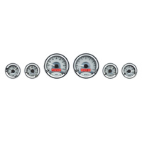 Dakota Digital Gauge Kit Universal Six Gauge Round Analog Silver Background Alloy Style Face Red Display VHX-1060-S-R