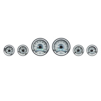 Dakota Digital Gauge Kit Universal Six Gauge Round Analog Silver Background Alloy Style Face White Display VHX-1060-S-W