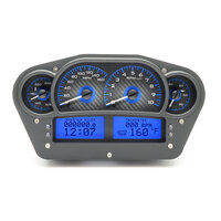 Dakota Digital Gauge Kit Universal 6 in. x 10.75 in. Competition Analog Carbon Fiber Background Alloy Style Face Blue Display VHX-1100-C-B