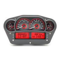 Dakota Digital Gauge Kit Universal 6 in. x 10.75 in. Competition Analog Carbon Fiber Background Alloy Style Face Red Display VHX-1100-C-R