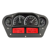 Dakota Digital Gauge Kit Universal 6 in. x 10.75 in. Competition Analog Black Background Alloy Style Face Red Display VHX-1100-K-R