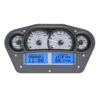 Dakota Digital Gauge Kit Universal 6 in. x 10.75 in. Competition Analog Silver Background Alloy Style Face Blue Display VHX-1100-S-B