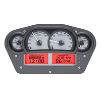 Dakota Digital Gauge Kit Universal 6 in. x 10.75 in. Competition Analog Silver Background Alloy Style Face Red Display VHX-1100-S-R