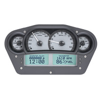 Dakota Digital Gauge Kit Universal 6 in. x 10.75 in. Competition Analog Silver Background Alloy Style Face White Display VHX-1100-S-W