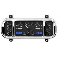 Dakota Digital Gauge Kit 1937-38 For Chevrolet Analog 12.2 in. x 4.5 in. Black Background Alloy Style Face Blue Display VHX-37C-K-B