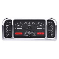 Dakota Digital Gauge Kit 1937- 38 For Ford Analog 11.00 in. x 4.65 in. Black Background Alloy Style Face Red Display VHX-37F-K-R