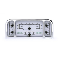 Dakota Digital Gauge Kit 1937- 38 For Ford Analog 11.00 in. x 4.65 in. Silver Background Alloy Style Face White Display VHX-37F-S-W