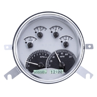 Dakota Digital Gauge Kit 1949- 50 For Chevrolet Analog Silver Background Alloy Style Face White Display VHX-49C-S-W