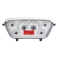 Dakota Digital Gauge Kit 1953- 55 For Ford Pickup Analog Silver Background Alloy Style Face Red Display VHX-53F-PU-S-R