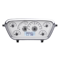 Dakota Digital Gauge Kit 1953- 55 For Ford Pickup Analog Silver Background Alloy Style Face White Display VHX-53F-PU-S-W