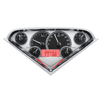 Dakota Digital Gauge Kit 1955- 59 For Chevrolet Pickup Analog Silver Background Alloy Style Face Red Display VHX-55C-PU-S-R