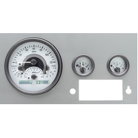 Dakota Digital Gauge Kit 1955- 86 For Jeep CJ Analog Silver Background Alloy Style Face White Display VHX-55J-S-W