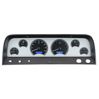 Dakota Digital Gauge Kit 1964- 66 For Chevrolet Pickup Analog Silver Background Alloy Style Face Blue Display VHX-64C-PU-S-B