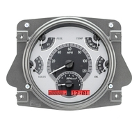 Dakota Digital Gauge Kit 1966- 77 For Ford Bronco Analog Silver Background Alloy Style Face Red Display VHX-66F-BRO-S-R