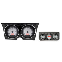 Dakota Digital Gauge Kit 1971 For Camaro with Console gauges Analog Silver Background Alloy Style Face Red Display VHX-67C-CAC-S-R