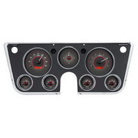 Dakota Digital Gauge Kit 1967- 72 For Chevrolet/ GMC Analog Carbon Fiber Background Alloy Style Face Red Display VHX-67C-PA-C-R