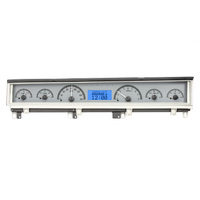 Dakota Digital Gauge Kit 1968- 70 Mopar B-Body: Coronet Belvedere Satellite and Road Runner Analog Silver Background Alloy Style Face Blue Disp VHX-68