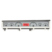 Dakota Digital Gauge Kit 1968- 70 Mopar B-Body: Coronet Belvedere Satellite and Road Runner Analog Silver Background Alloy Style Face Red Displ VHX-68