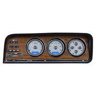 Dakota Digital Gauge Kit 1973- 85 For Jeep Wagoneer & J Trucks Analog Silver Background Alloy Style Face Blue Display VHX-73J-WAG-S-B