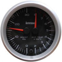 Autotecnica dual boost gauge black for Mazda Bt-50 B2500 WLAT 2.5 Diesel