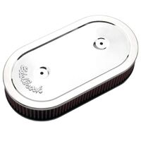Edelbrock Air Filter Assembly Pro-Flo Oval Steel Chrome 2.5 in. Filter Height Each EB1236