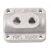 Edelbrock Fuel Distribution Block Rectangle Cast Aluminium Natural Single 3/8 in. Inlet Dual 1/4 in. Outlet Each EB1280