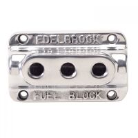 Edelbrock Fuel Distribution Block Rectangle Aluminium Polished Single 3/8 in. Inlet Triple 1/4 in. Outlets Each EB12851