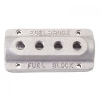 Edelbrock Fuel Distribution Block Rectangle Cast Aluminium Natural Single 3/8 in. Inlet Quad 1/4 in. Outlets Each EB1290