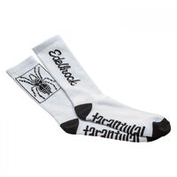 Edelbrock Socks Tarantula White/Black Cotton Men's 7-11 Pair EB189221